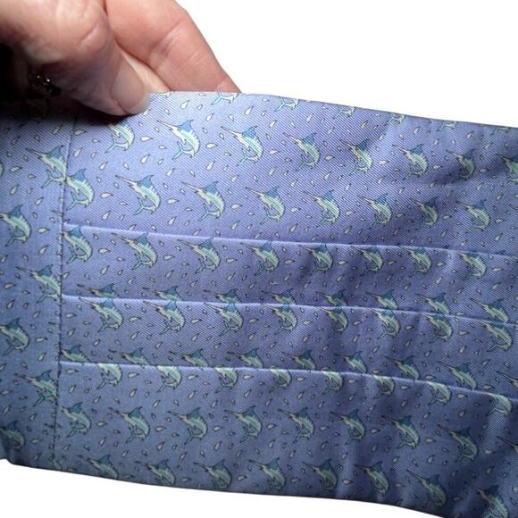 Vineyard Vines Silk‎ Cummerbund Blue Swordfish Nautical Coastal Formal - Picture 4 of 12